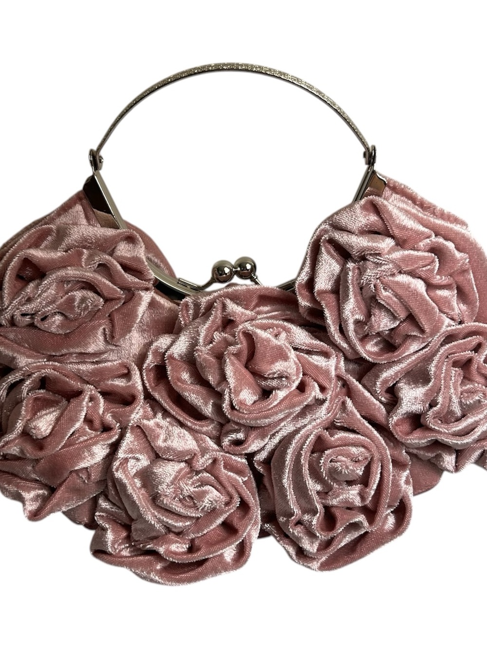 Blush Pink Rosette Evening Wristlet